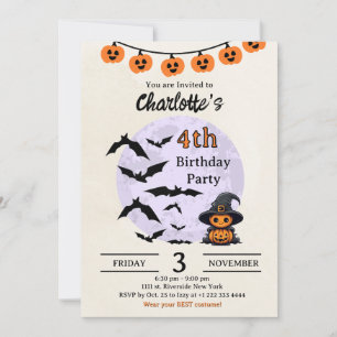 Halloween födelsedagsinbjudan för barn inbjudningar
