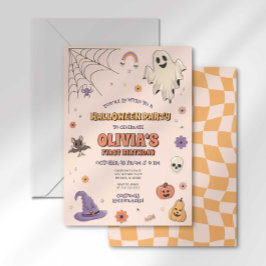Halloween-födelsedagsinbjudan i groovy-stil inbjudningar