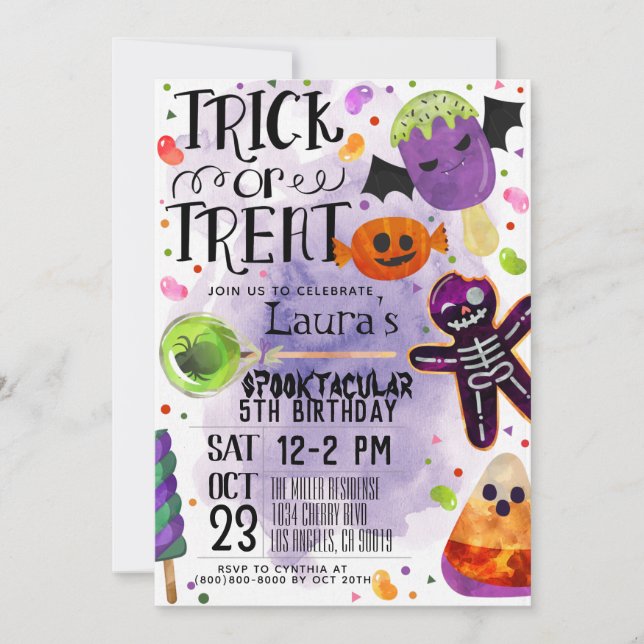 Halloween födelsedagsinbjudan inbjudningar (Framsida)