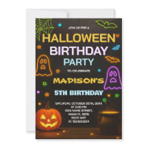 Halloween födelsedagsinbjudan | Ljusarande söta ba
