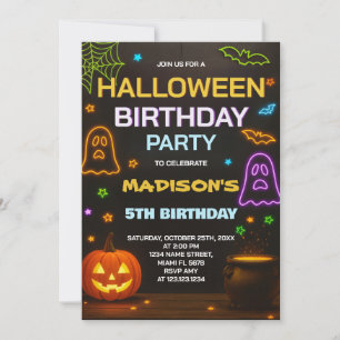 Halloween födelsedagsinbjudan   Ljusarande söta ba Inbjudningar