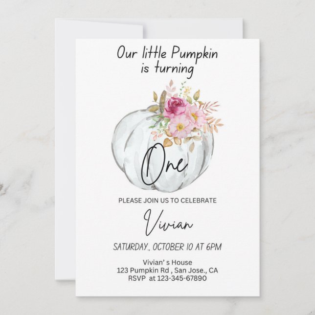 Halloween-födelsedagsinbjudan Pumpkin Inbjudan B-d (Framsida)