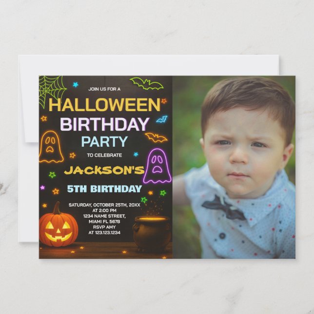 Halloween-födelsedagsinbjudan | Spooky Cute Kids Inbjudningar (Framsida)