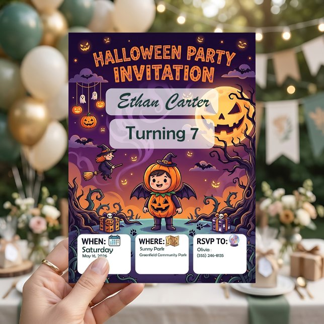 Halloween födelsedagsinbjudningar Anpassningsbara  Inbjudningar (Skapare uppladdad)