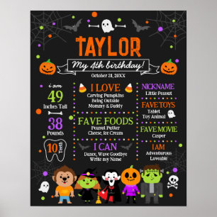 Halloween-födelsedagsmilstolpe Poster vilken ålder