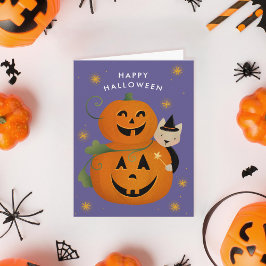 Halloween för barn med klippta jack-o-lanterns, hä helgkort