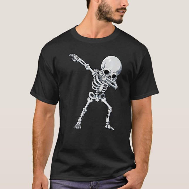Halloween for Boys Kids Dabbing Skeleton Costume T Shirt (Framsida)