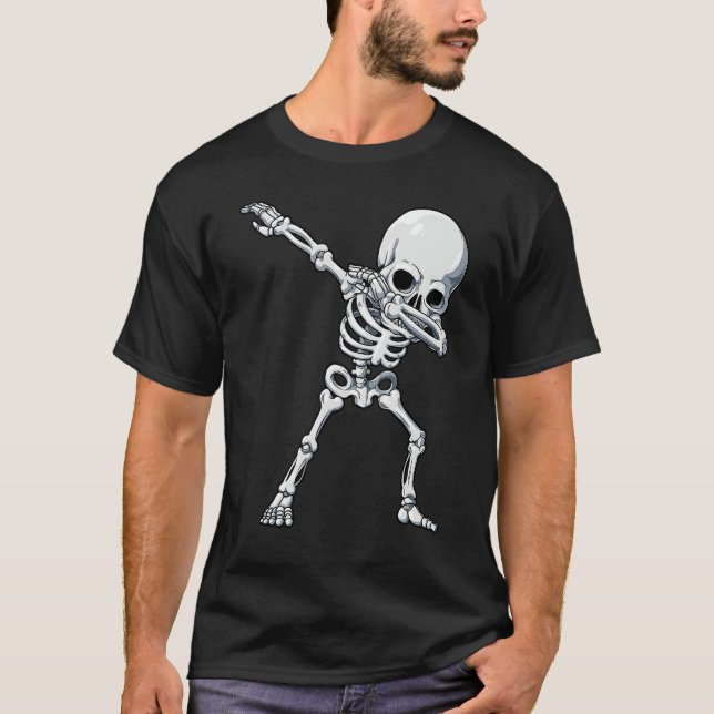 Halloween  for Boys Kids Dabbing Skeleton Costume T Shirt (Framsida)