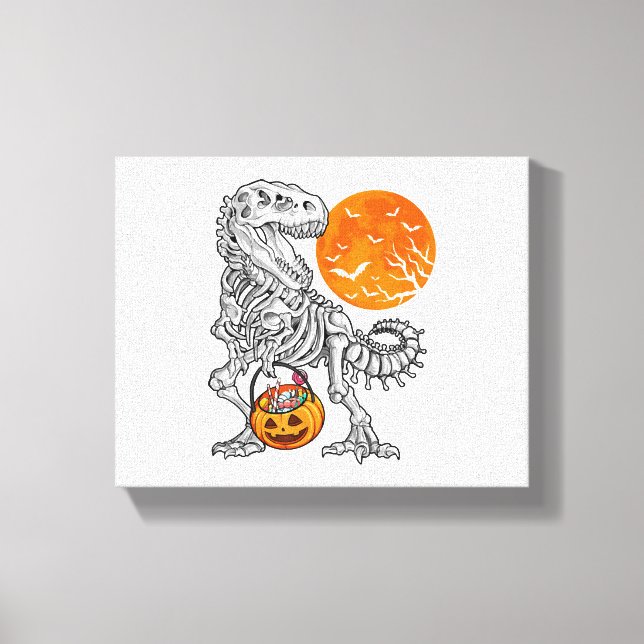 Halloween för Boys Kids Dinosaur Skeleton T rex Canvastryck (Framsida)