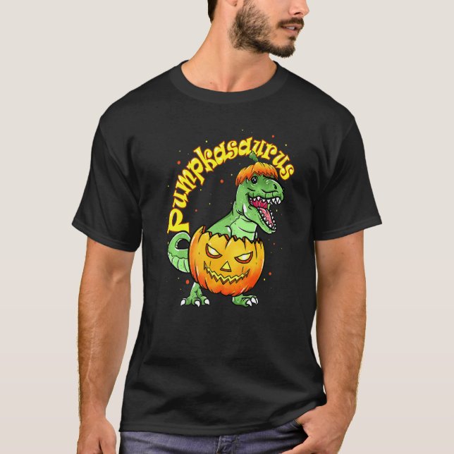 Halloween för boys Kids Pumpkasaurus Dinosaur Pump T Shirt (Framsida)