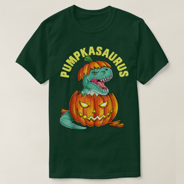 Halloween för boys Kids Pumpkasaurus Dinosaur Pump T Shirt (Design framsida)