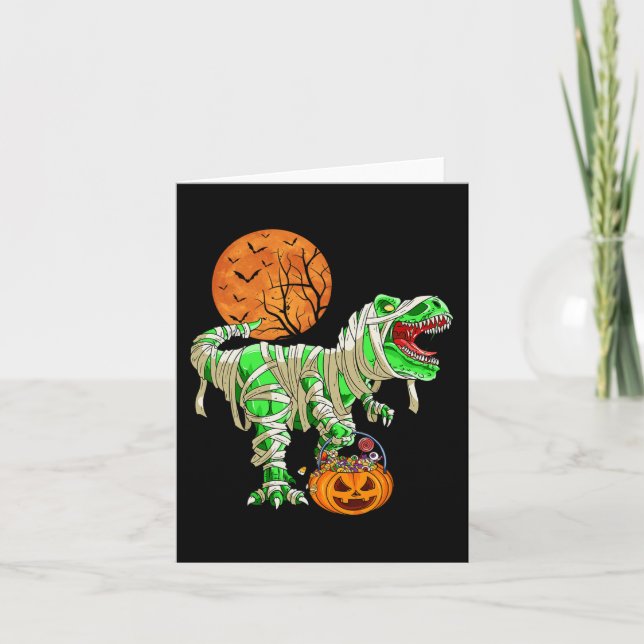 Halloween for Boys Manar Dinosaur T-rex Mummy Pump Kort (Framsida)