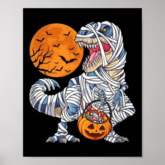 Halloween for Boys Manar Dinosaur t Rex Mummy Pump Poster (Framsidan)