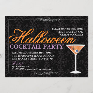 Halloween för elegantsvartsnöre cocktailparty inbjudningar