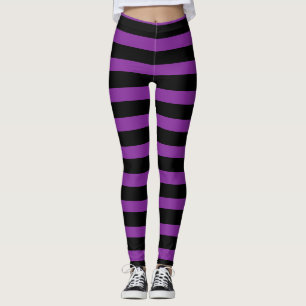 Halloween för häxa för lilasvart randigt lägga leggings