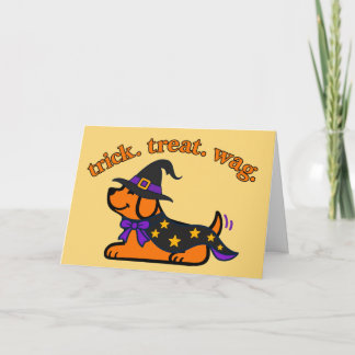 Halloween för hundälskare med häxig valp kort