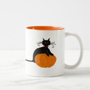 Halloween för lång svan katt Två-Tonad mugg