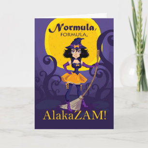 Halloween för Make, Cute Witch med Spell Kort