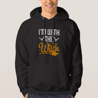 Halloween för män Jag är med häxan Halloween Hoodie