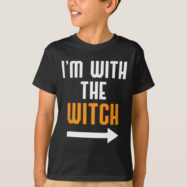 Halloween För manar jag är med Witch Roligt Hallow T Shirt (Framsida)