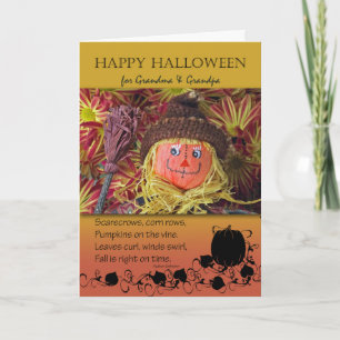 Halloween för morföräldrar, fågelskrämma och dikt kort