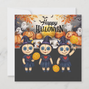 Halloween för Pickleball Spelar Fest Julkort