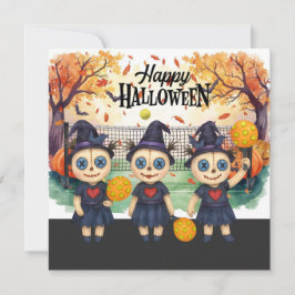 Halloween för Pickleball Spelar Fest Julkort