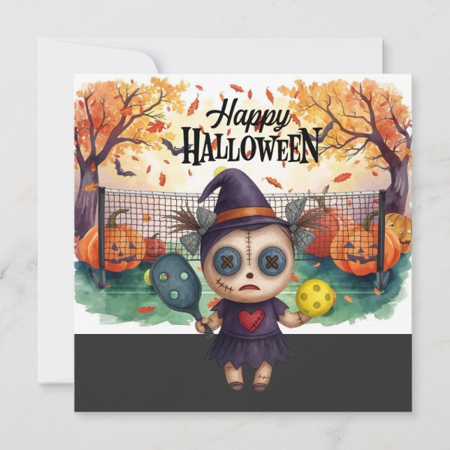 Halloween för Pickleball Spelar Fest  Julkort (Framsida)