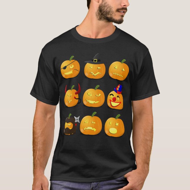 Halloween för pumpaEmoji T-tröja dräkt T-shirt (Framsida)