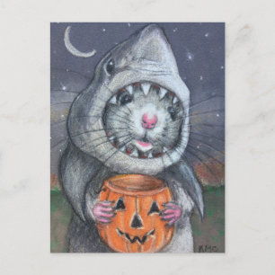 Halloween för råtta i hajkostym kmcoriginals vykort