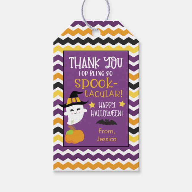 Halloween för spöke och pumpa ungar presentetikett (Framsidan)