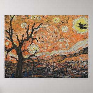 Halloween för Starry natt affisch