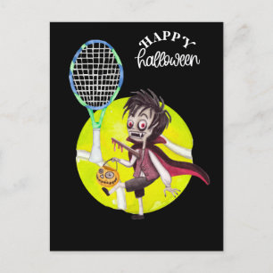 Halloween för tennis Player med racket och boll Helg Vykort