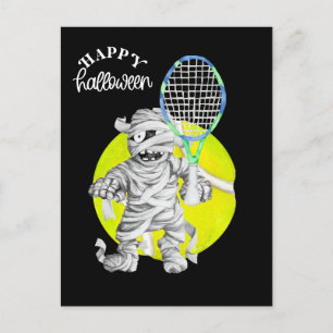 Halloween för tennis Player med racket och boll Helg Vykort