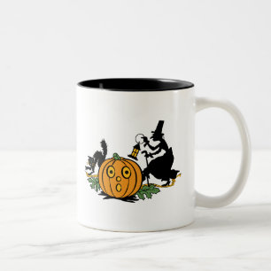 Halloween för vintagestilhäxa mugg