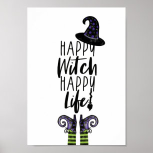 Halloween för vit för liv för lycklig häxa poster