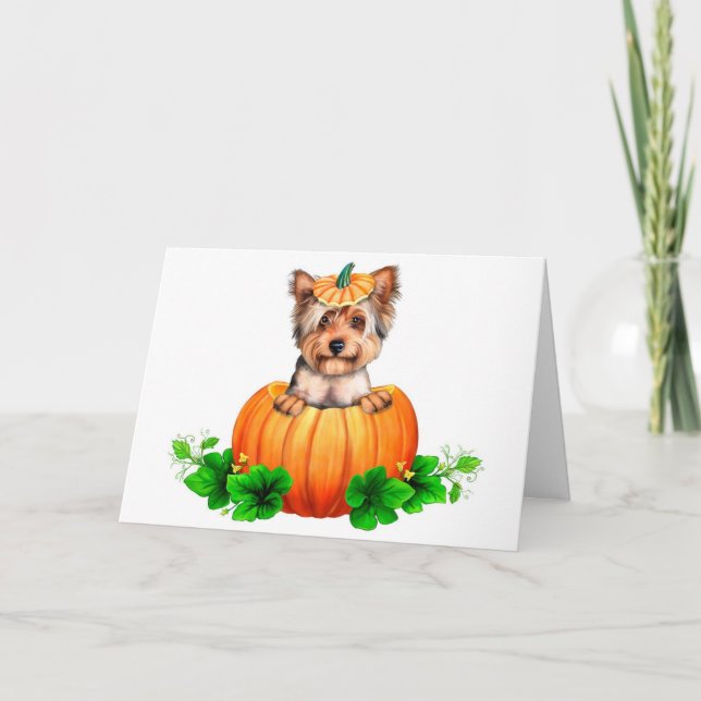 Halloween för Yorkshire Terrier jack o lantern Kort (Framsida)