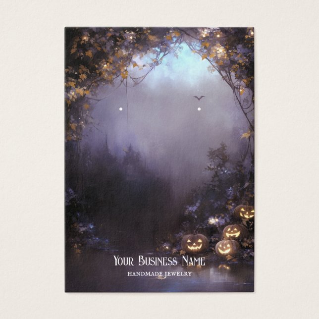 Halloween Forest Earring Visning Card Visitkort (Framsidan)