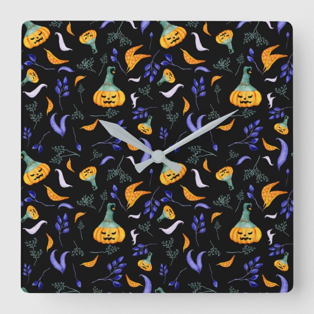 Halloween Forest Wall Clock Fyrkantig Klocka (Framsida)