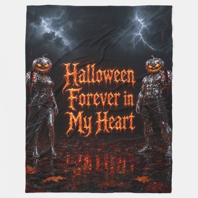 Halloween Forever I Mitt Hjärta Gotisk Pumpa Jack  Fleecefilt (Framsidan)