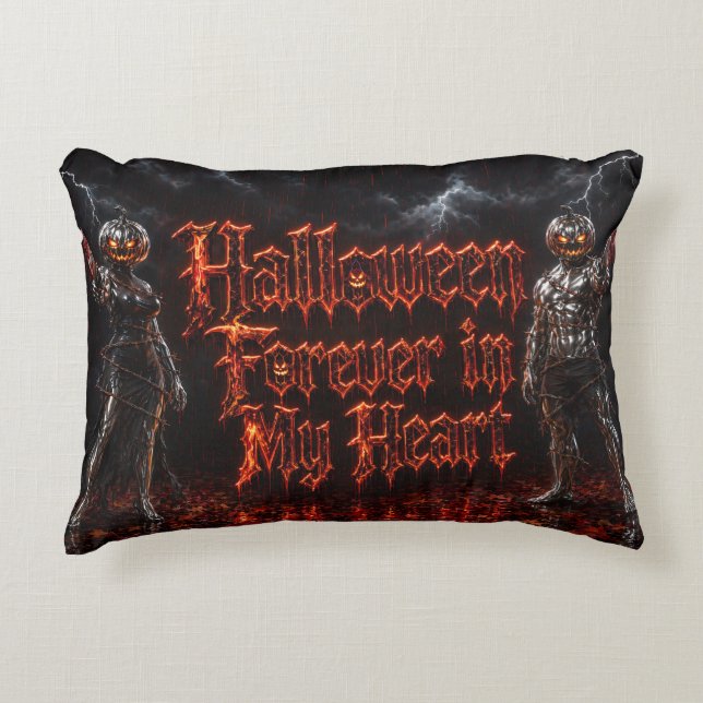 Halloween Forever I Mitt Hjärta Gotisk Pumpa Jack  Prydnadskudde (Framsidan)