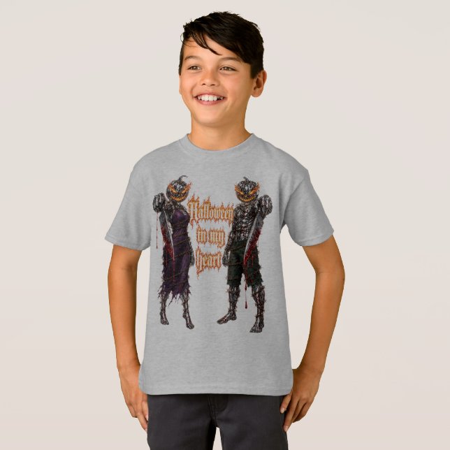 Halloween Forever I Mitt Hjärta Gotisk Pumpa Jack  T Shirt (Hel framsida)