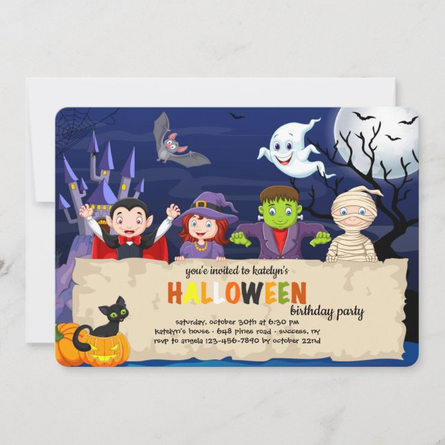 Halloween Förklädnad Födelsedagsfest Inbjudningar (Framsida)