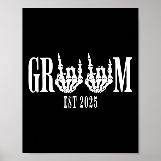 Halloween Förlovning Bröllop Bride Groom Skeleton Poster (Framsidan)