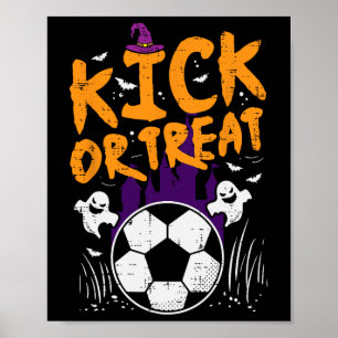 Halloween Fotboll Sparka Eller Behandla Fotboll Ko Poster