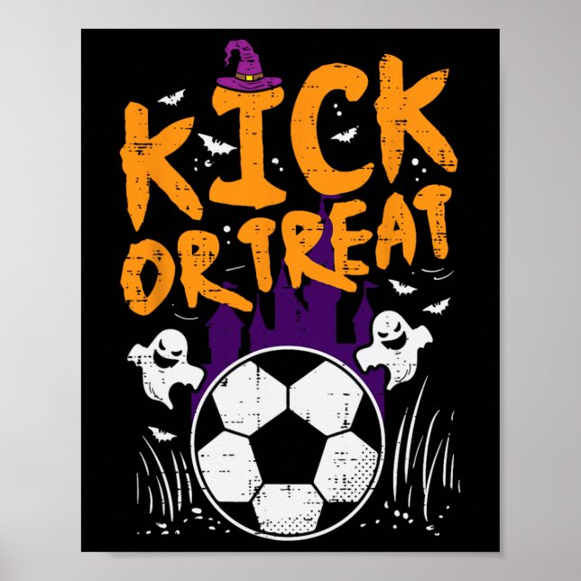 Halloween Fotboll Sparka Eller Behandla Fotboll Ko Poster (Framsidan)