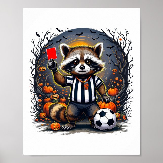 Halloween fotbollsdomare Roligt Rött Kort Vildsint Poster (Framsidan)