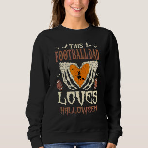 Halloween Fotbollsspelare Pappa Skelett Hand Fader T Shirt