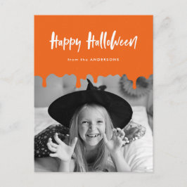 Halloween-foto med droppande blodorange helg vykort