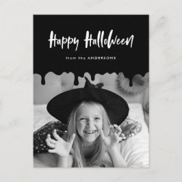 Halloween-foto med svart blod som droppar helg vykort